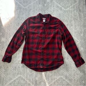 Gap Men’s Flannel Plaid Standard Fit Stretch Shirt in Tomato Sz L Fall Autumnal